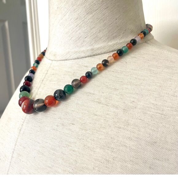 Dyed agate and carnelian necklace - Picture 5 of 14